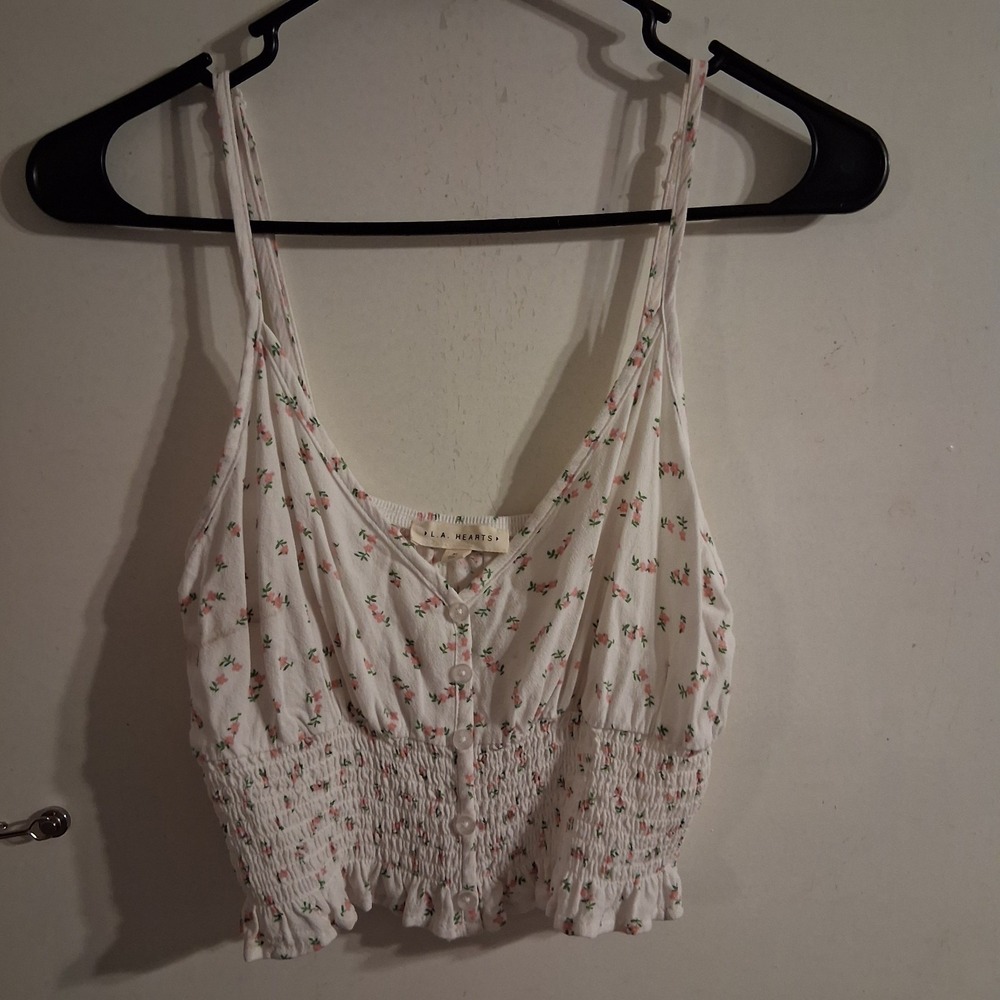 Vintage Y2K Cottagecore Coquette Ditsy Crop‎ Tank Top Floral AOP M EUC Babydoll